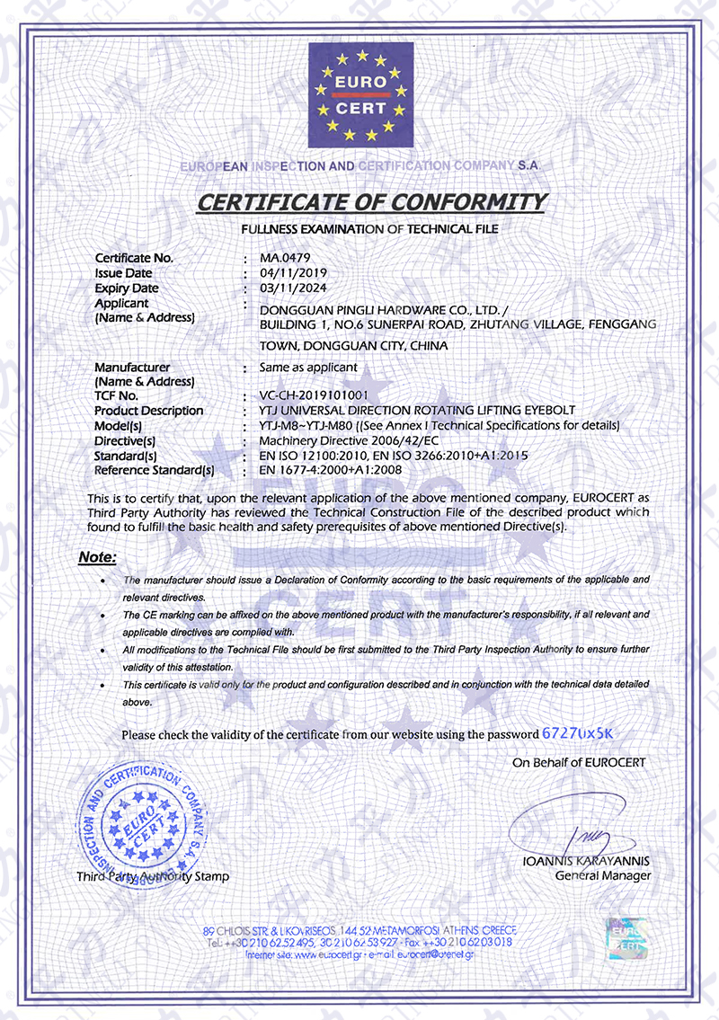 YTJ CE certificate